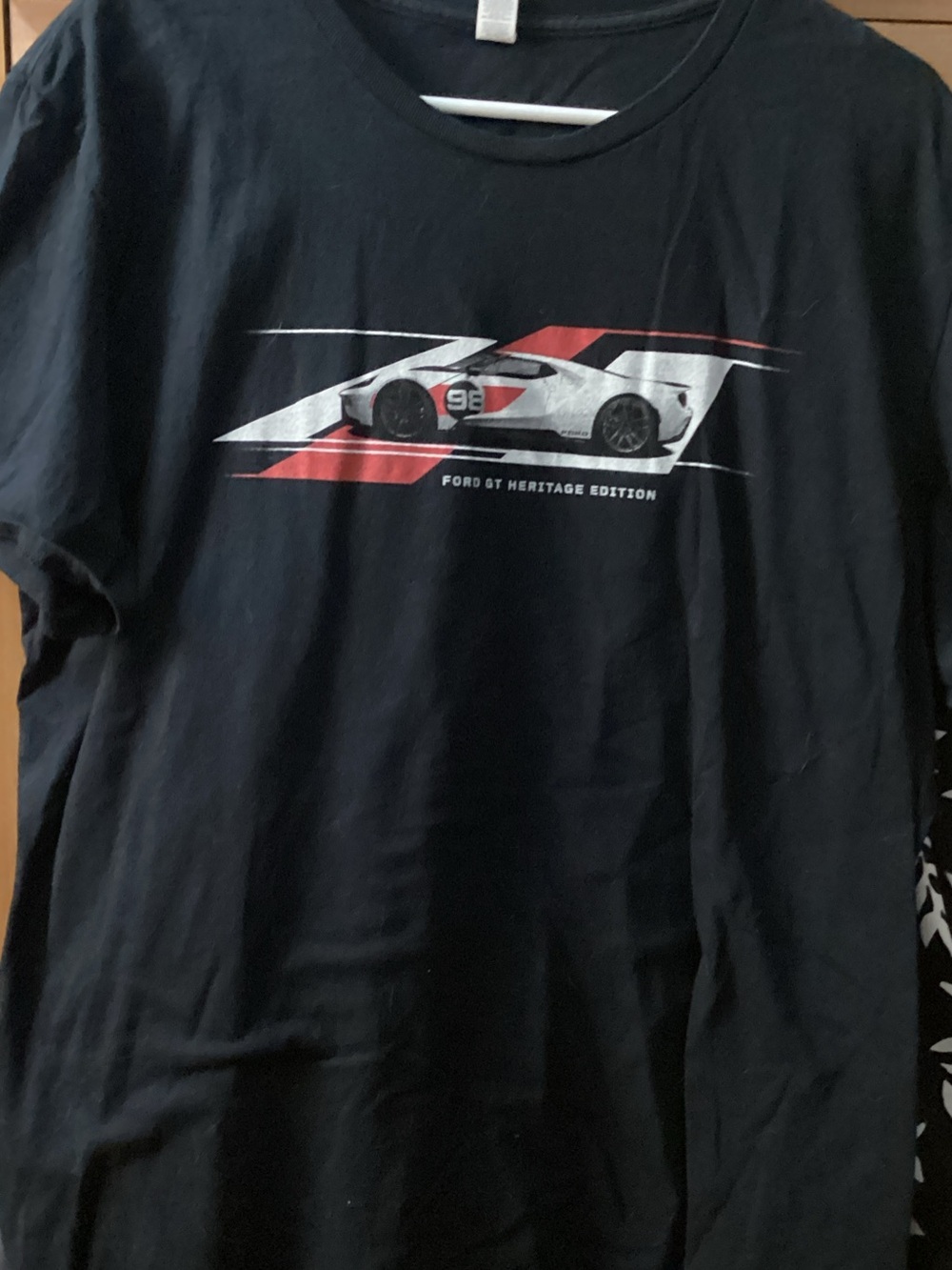 Ford GT Black Tee with White and Red Car Graphic